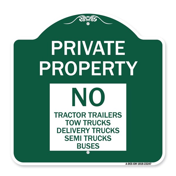 Private Property Private Property No Tractor Trailers Tow Trucks Delivery Trucks Semi, GW-1818-23247